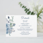 Blauwe Bloemen Details Bruiloft Informatiekaartje (Staand voorkant)