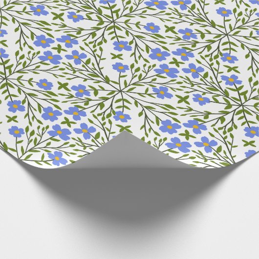 Blauwe Bloemen Ditsy Bloemen Patroon Cadeaupapier (Hoek)