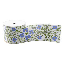 Blauwe Bloemen Ditsy Bloemen Patroon Grosgrain Lint