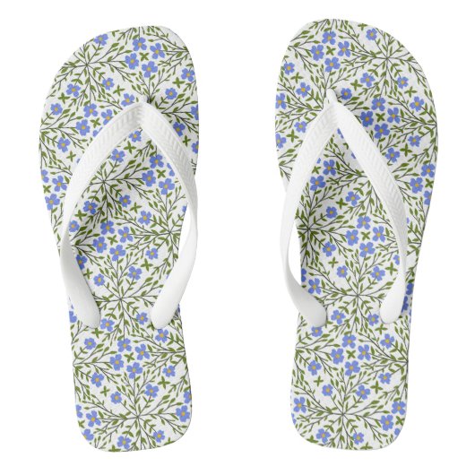 Blauwe bloemen Ditsy Floral Teenslippers (Voetbed)
