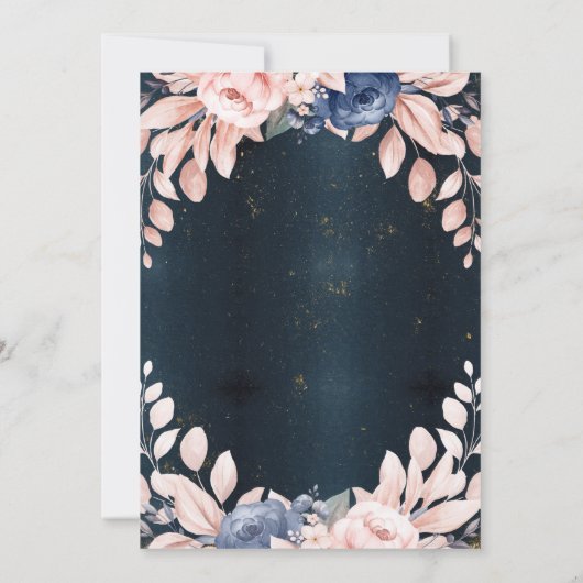 Blauwe bloemen, donkerblauwe Lijst-uitkering Kaart (Achterkant)