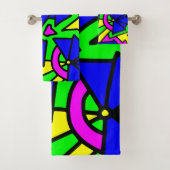 Blauwe bloemen Doodle Art Bad Handdoek (Insitu)