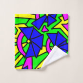 Blauwe bloemen Doodle Art Bad Handdoek (Wasdoekje)