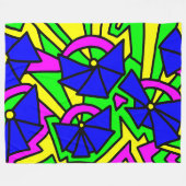 Blauwe bloemen Doodle Art Fleece Deken (Voorkant (Horizontaal))