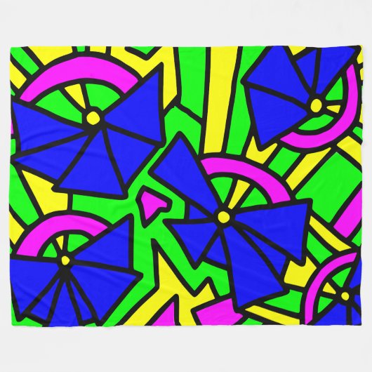 Blauwe bloemen Doodle Art Fleece Deken (Voorkant (Horizontaal))