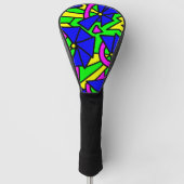 Blauwe bloemen Doodle Art Golfheadcover (Voorkant)