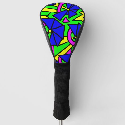 Blauwe bloemen Doodle Art Golfheadcover (Voorkant)