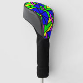 Blauwe bloemen Doodle Art Golfheadcover (Schuin)