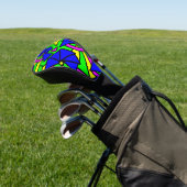 Blauwe bloemen Doodle Art Golfheadcover (Insitu)