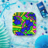 Blauwe bloemen Doodle Art Papieren Bordje (Feest)