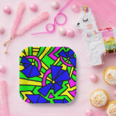 Blauwe bloemen Doodle Art Papieren Bordje (Feest)