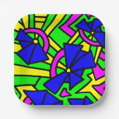 Blauwe bloemen Doodle Art Papieren Bordje (Voorkant)