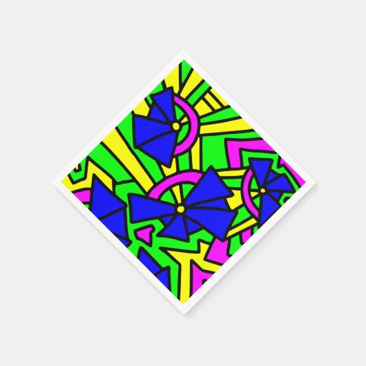 Blauwe bloemen Doodle Art Servet (Hoek)