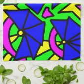 Blauwe bloemen Doodle Art Theedoek (Gevouwen)