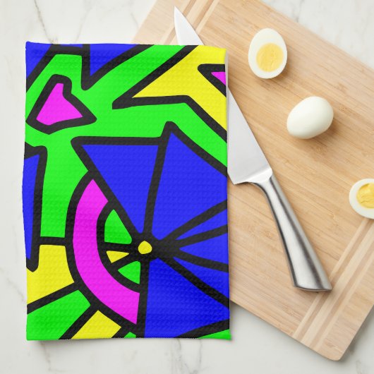 Blauwe bloemen Doodle Art Theedoek (Quarter Fold)