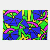 Blauwe bloemen Doodle Art Theedoek (Horizontaal)