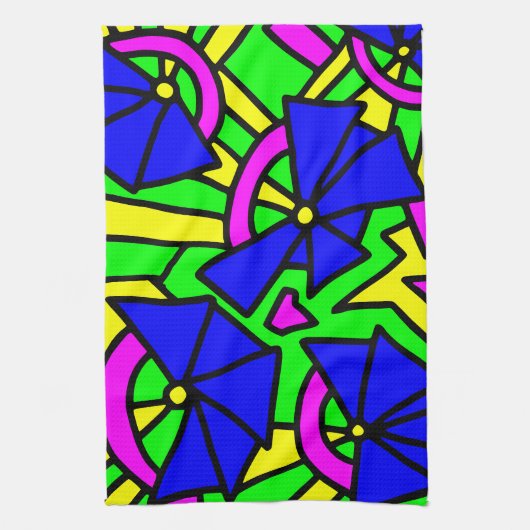 Blauwe bloemen Doodle Art Theedoek (Verticaal)