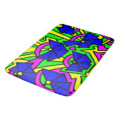 Blauwe Bloemen Doodle Kunst Badmat (Gekanteld)