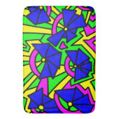 Blauwe Bloemen Doodle Kunst Badmat (Voorkant Verticaal)