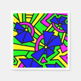 Blauwe Bloemen Doodle Kunst Servet