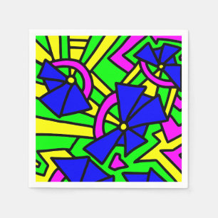 Blauwe Bloemen Doodle Kunst Servet
