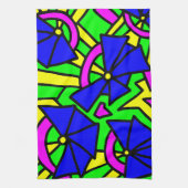 Blauwe Bloemen Doodle Kunst Theedoek (Verticaal)