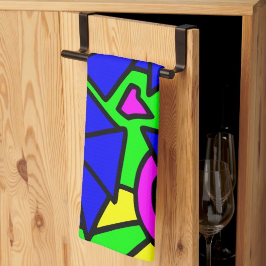 Blauwe Bloemen Doodle Kunst Theedoek (Derde Gevouwen)