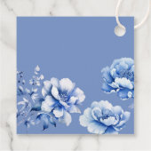 Blauwe bloemen doop bedankjes labels (Achterkant)