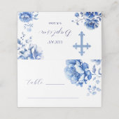Blauwe Bloemen Doop Gevouwen Plaats Kaart Plaatskaartje (Buitenkant ongevouwen)