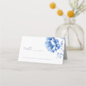 Blauwe Bloemen Doop Gevouwen Plaats Kaart Plaatskaartje (Voorkant)