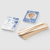 Blauwe bloemen doop handwaaier (Niet-gemonteerd)