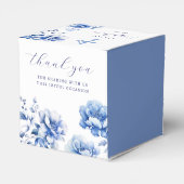 Blauwe Bloemen Doop Hart Bedankdoosjes (Achterkant)