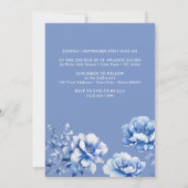 Blauwe bloemen doop kaart (Achterkant)