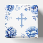 Blauwe bloemen doop klassiek bedankdoosjes (Bovenkant)