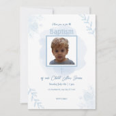 Blauwe Bloemen Doop – Klassiek en Elegant Kaart (Voorkant)