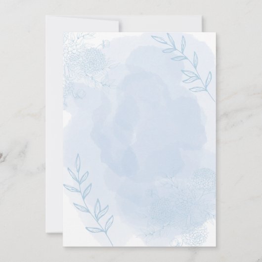 Blauwe Bloemen Doop – Klassiek en Elegant Kaart (Achterkant)