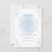 Blauwe Bloemen Doop – Klassiek en Elegant RSVP Kaartje (Voorkant)