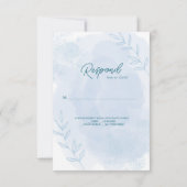 Blauwe Bloemen Doop – Klassiek en Elegant RSVP Kaartje (Achterkant)