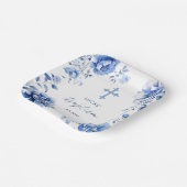 Blauwe bloemen doop papieren bordje (Gebogen)