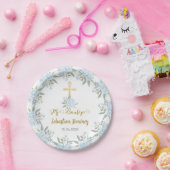 Blauwe bloemen doop papieren bordje (Feest)