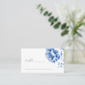 Blauwe Bloemen Doop Platte Plaats Kaart Plaatskaartje (Staand voorkant)