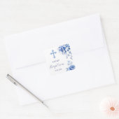 Blauwe bloemen Doop sticker (Envelop)