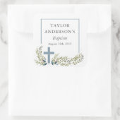 Blauwe Bloemen Doop Sticker Labels (Tas)