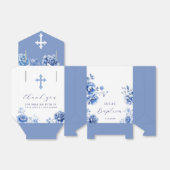 Blauwe Bloemen Dooptent Bedankdoosjes (Uitgevouwen)