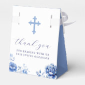 Blauwe Bloemen Dooptent Bedankdoosjes (Achterkant)