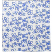 Blauwe bloemen douchegordijn (Voorkant)