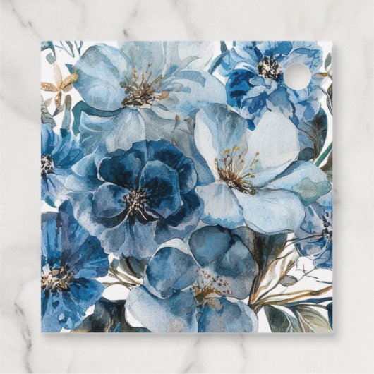 Blauwe bloemen Eend Pasen Bedankjes Labels (Achterkant)