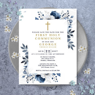 Blauwe Bloemen Eerste Heilige Communie Bewaar de d Briefkaart