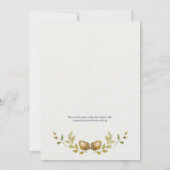 Blauwe bloemen eiken bladeren eikels bruiloft | kaart (Achterkant)