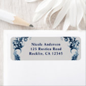 Blauwe  bloemen Elegant Floral Wedding Etiket (Insitu)